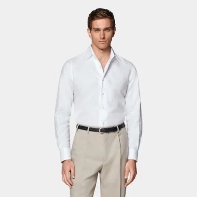 Suitsupply White One Piece Collar Slim Fit Shirt