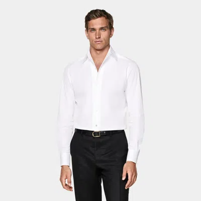Suitsupply White One Piece Collar Tailored Fit Shirt