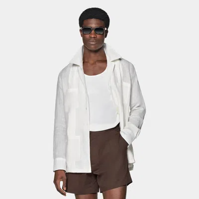 Suitsupply White Patch Pocket Pleated Slim Fit Shirt