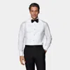 Suitsupply White Plisse Tailored Fit Tuxedo Shirt