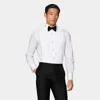 Suitsupply White Plisse Tailored Fit Tuxedo Shirt