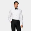 Suitsupply White Plisse Tailored Fit Tuxedo Shirt