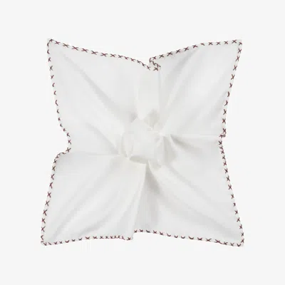 Suitsupply White Stitch Edge Pocket Square In Neutral