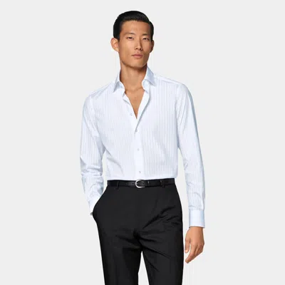 Suitsupply White Striped Classic Collar Shirt