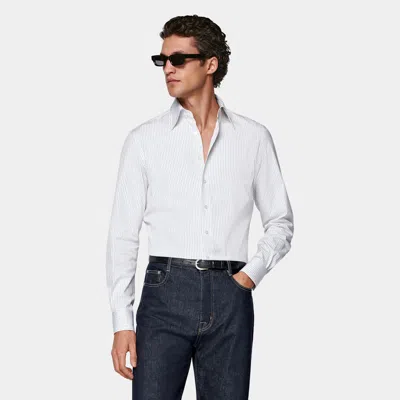 Suitsupply White Striped Point Collar Shirt