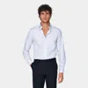 SUITSUPPLY SUITSUPPLY WHITE STRIPED TWILL SLIM FIT SHIRT