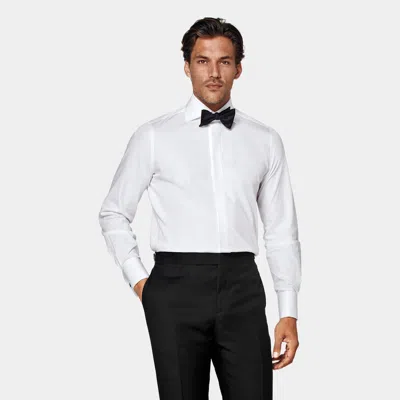 Suitsupply White Twill Tailored Fit Tuxedo Shirt