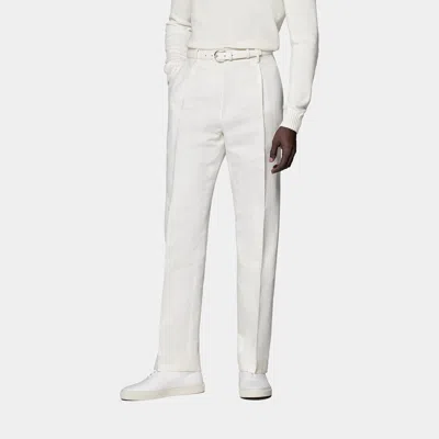 Suitsupply White Wide Leg Straight Duca Pants
