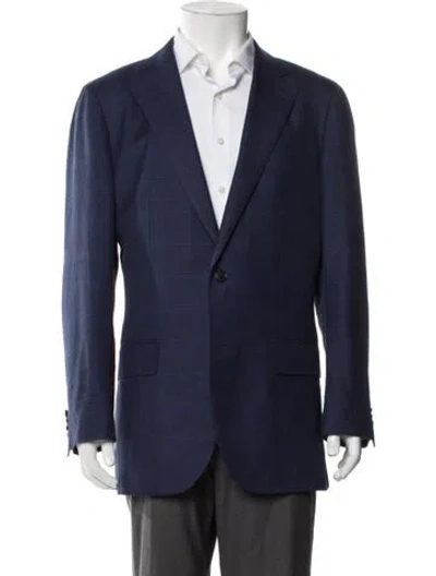 Pre-owned Suitsupply Wool Plaid Print Blazer In Blue