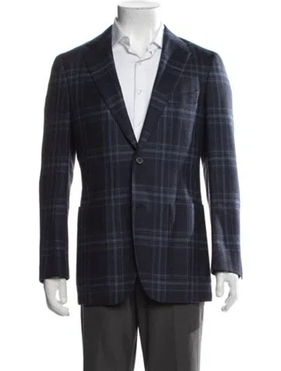 Pre-owned Suitsupply Wool Plaid Print Blazer In Blue