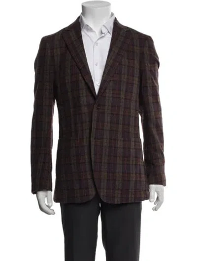 Pre-owned Suitsupply Wool Plaid Print Blazer In Brown