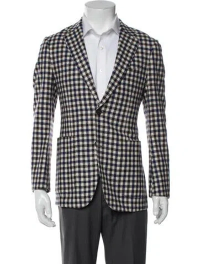 Pre-owned Suitsupply Wool Plaid Print Blazer In Neutral