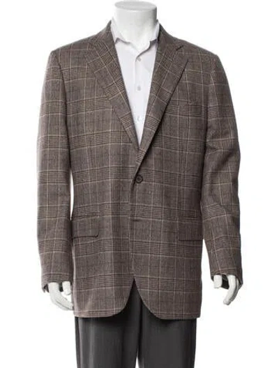 Pre-owned Suitsupply Wool Plaid Print Blazer In Neutrals