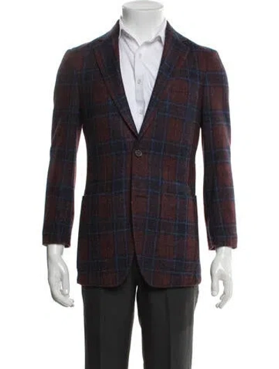 Pre-owned Suitsupply Wool Plaid Print Blazer In Red