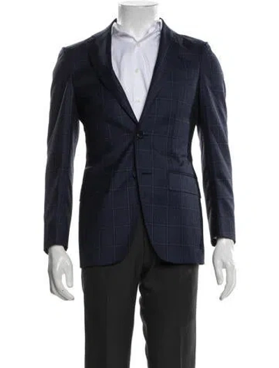 Pre-owned Suitsupply Wool Plaid Print Blazer W/ Tags In Blue
