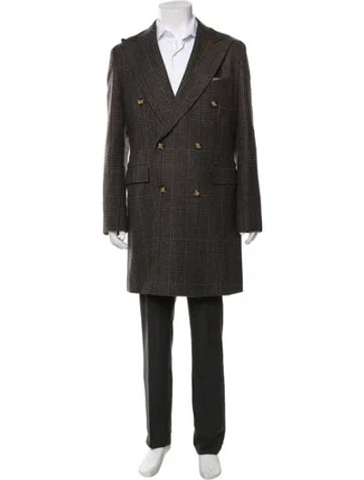 Pre-owned Suitsupply Wool Plaid Print Overcoat In Brown