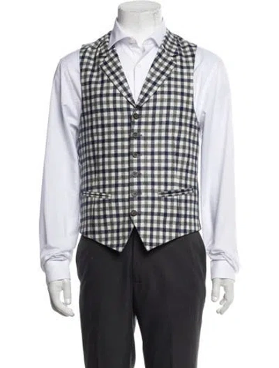 Pre-owned Suitsupply Wool Plaid Print Suit Vest In Blue/white