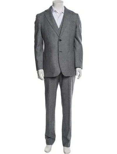 Pre-owned Suitsupply Wool Plaid Print Three-piece Blazer In Blue