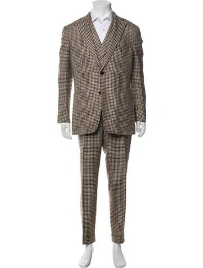 Pre-owned Suitsupply Wool Plaid Print Two-piece Blazer In Brown