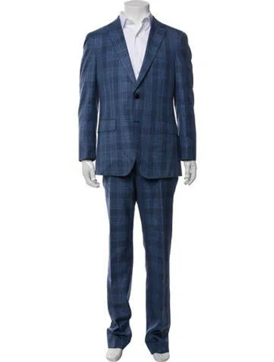 Pre-owned Suitsupply Wool Plaid Print Two-piece Suit W/ Tags In Blue