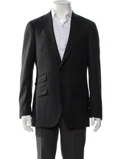 Pre-owned Suitsupply Wool Striped Coat In Gray