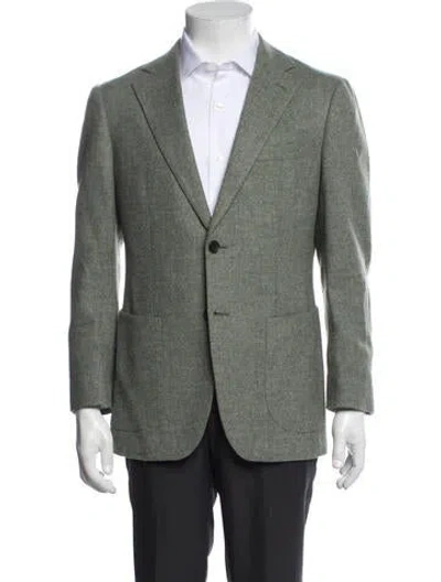 Pre-owned Suitsupply Wool Tweed Pattern Blazer In Green