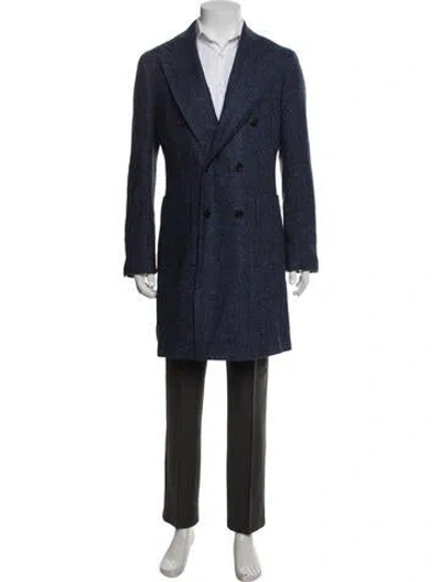 Pre-owned Suitsupply Wool Tweed Pattern Overcoat In Blue