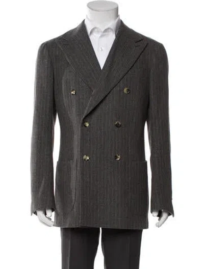 Pre-owned Suitsupply Wool Tweed Pattern Peacoat In Gray