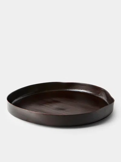 Suk Keun Kang Hamji Ottchil Wood Low Bowl In Brown