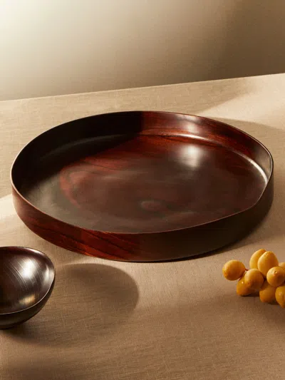 Suk Keun Kang Hamji Ottchil Wood Low Bowl In Brown