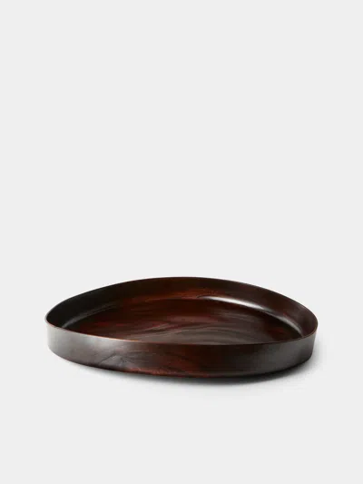 Suk Keun Kang Hamji Ottchil Wood Low Bowl In Brown