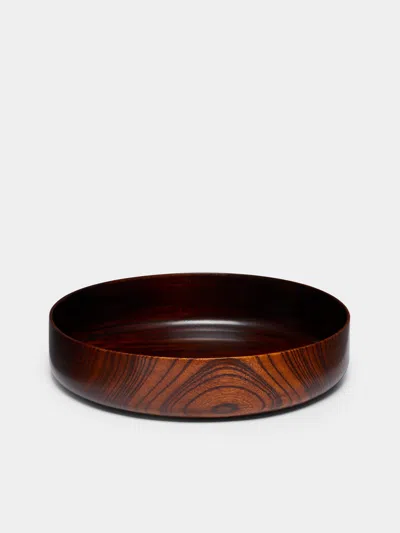 Suk Keun Kang Hamji Ottchil Wood Low Bowl  Abask Luxury Gift In Brown