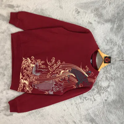 Pre-owned Sukajan T Shirts X Vintage Bullet Noise Legendary Koi Fish Sweatshirts 6449-67 In Red