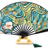 Suki Wang London 'blue Maiden' Holding Fan With Engraving In Multi