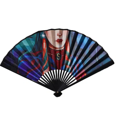 Suki Wang London Holding Fan - Multicolour In Blue