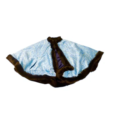 Suki Wang London Women's Blue / Gold Blue Gold Silk Wool Poncho