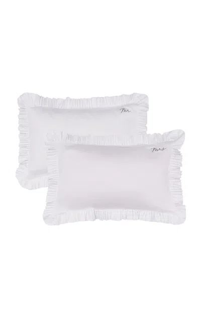Sukun Mrs And Mrs Pillow Case Pair In White
