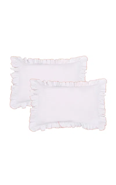 Sukun Provence Pink Pillowcase Pair In White