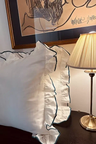 Sukun Provence Teal Cotton Sateen Pillowcase, Set Of 2