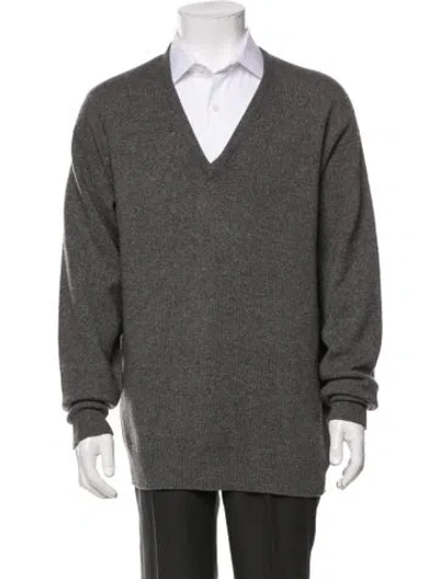 Pre-owned Sulka Cashmere V-neck Pullover In Gray