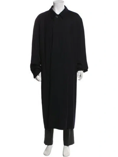 Pre-owned Sulka Merino Wool Trench Coat In Black