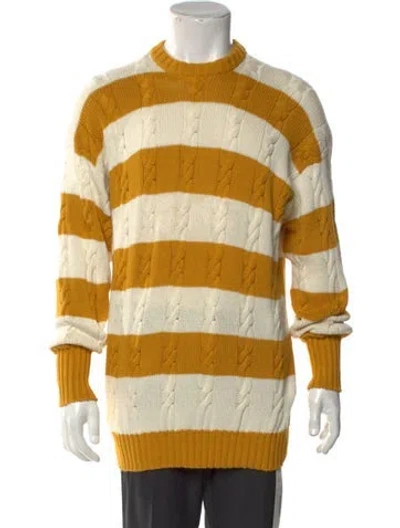 Pre-owned Sulka Striped Crew Neck Pullover In Yellow