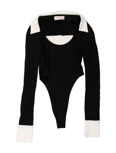Pre-owned Sultry Virgin Virgin Wool Long Sleeve Bodysuit In Black