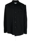 Sulvam Asymmetric Distressed Drop-shoulder Shirt In Black