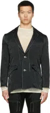 Sulvam Black Stitch Two-button Blazer In Black