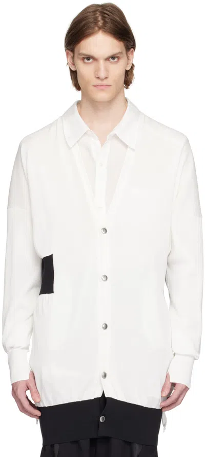 Sulvam Black Striped Cardigan In White X Charcoal