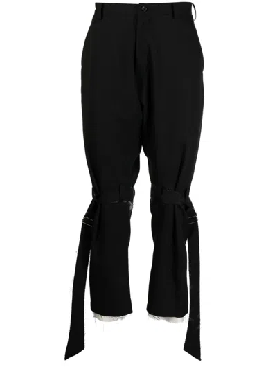 Sulvam Frayed-detailed Wool Trousers In Black