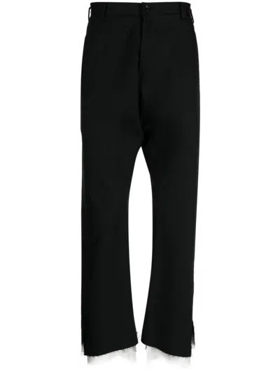 Sulvam Frayed-hem Wool Trousers In Black