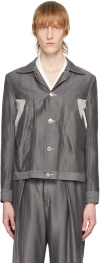 Sulvam Gray Raw Edge Jacket In Gray