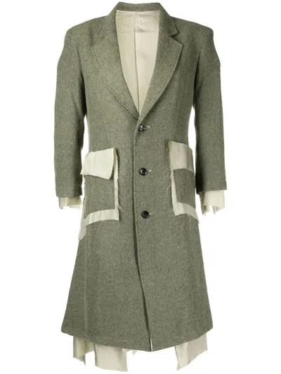 Sulvam Notched-lapels Single-breasted Coat In Green